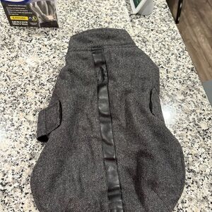 Gray Dog Coat with Black Trim